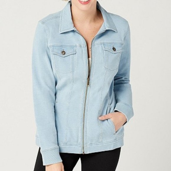 Comfy Knit Denim Zip Jean Jacket | Poshmark
